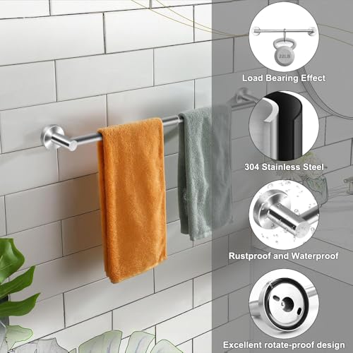 MGahyi Adjustable Stainless Steel Towel Racks for Bathroom 13.18-24In | Rustproof Single Towel Bar Wall Mounted, Sturdy & Space-Saving Towel Holder Rod for Bathroom Accessories, Silver - color: Silver
