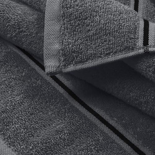 MyOwn Ultra Soft 6 Pack Cotton Towel Set, Contains 2 Bath Towels 28x55 inch, 2 Hand Towels 16x24 inch & 2 Wash Coths 12x12 inch, Ideal Everyday use, Compact & Lightweight - Charcoal Grey - color: Charcoal Grey, size: 6 Piece Set