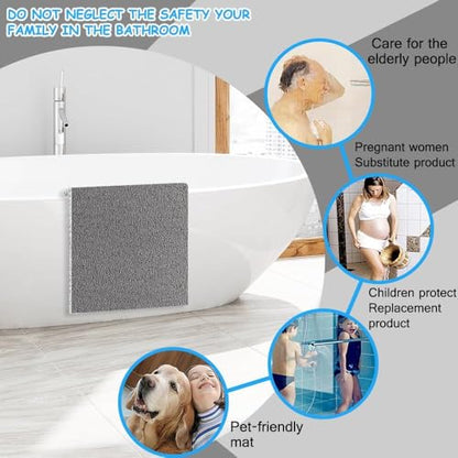 Shower Mat Non Slip 32 x 24 inch: Loofah Anti Slip Shower Mat,Non Slip Bathtub Mat for Inside Shower,Quick Drying Shower stall mat with Drain Hole in Middle,for Shower,Bathroom and Wet Areas - color: Grey