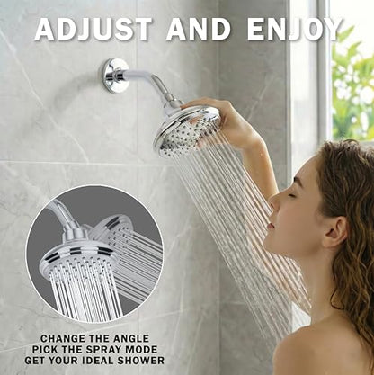 High Flow Shower Head - 2.5 GPM - Polished Chrome | 4 Inch Wall Mount Water Saving Bathroom Showerhead Nozzle For Boosting Low Pressure Showers With Adjustable Brass Ball Joint - color: Polished Chrome
