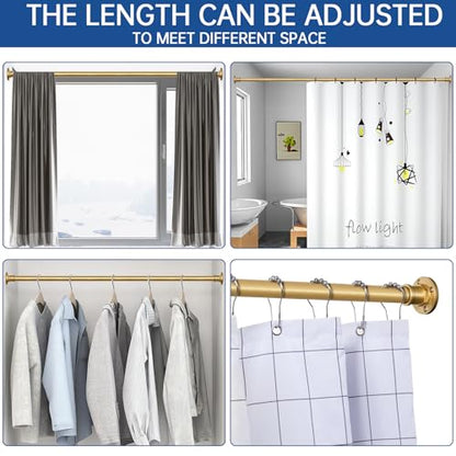 Industrial Shower Curtain Rod - 2-in-1 Design Tension Curtain Rod - Rustproof Non-Slip 43 to 72 Inch Metal Steel, Frosted Gold Painted Window Curtain Rod - color: Frosted Gold, size: 43-72 Inches
