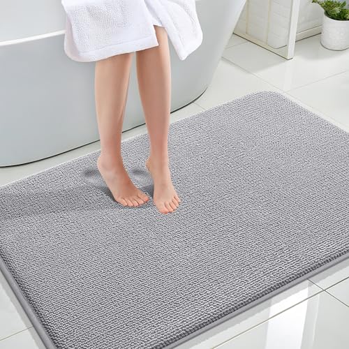 OLANLY Thick Memory Foam Large Bathroom Rug 44x32, Absorbent Bath Mat, Grey | Soft Quick Dry Bath Rugs, Non-Slip Carpet, Machine Washable Mat for Bathroom Floor, Tub and Shower, Home Decor Accessories - color: Grey, size: 44" X 32"