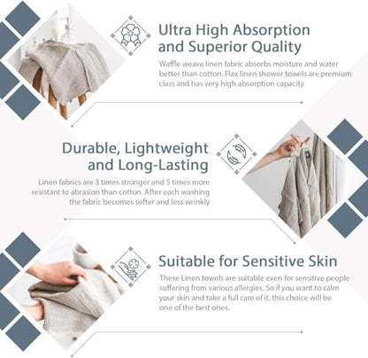 100% Linen Bath Sheet 35x70 - European Flax Open Weave Linen Bath Towel Oversized - Lightweight Absorbent Exfoliating Bath Sheets Towels for Adults - Quick-Drying XL Travel Towel Extra Large - size: 35x70 Inch Bath Sheet