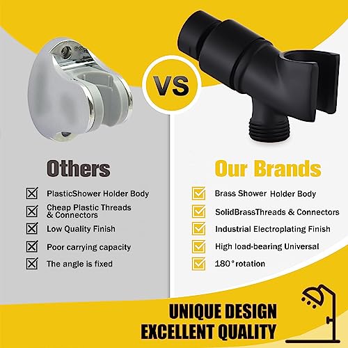 All Metal Handheld Shower Head Holder, Adjustable Wand Holder with Universal Arm Mount and Brass Pivot Ball - color: Brass - Brushed Nickel
