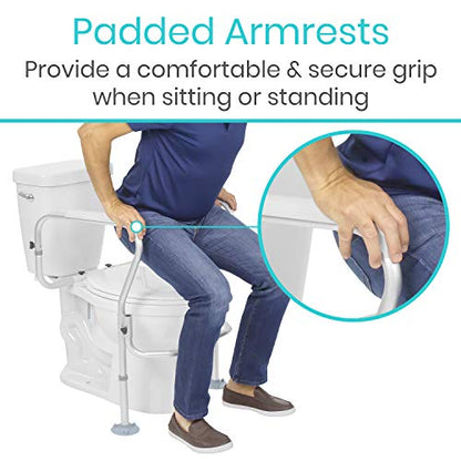 Vive Toilet Safety Rail Frame - Toilet Grab Bars for Elderly, Disabled | Assist Support Rails with Padded Handles - Stand Alone for Bathroom - Adjustable Non Slip for Adults, Seniors, Handicapped