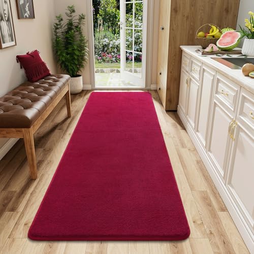 AROGAN 2x6 Runner Rug for Hallway, Long Runner Rugs Non Slip, Wine Red | Soft Washable Memory Foam Carpet for Bedroom, Non Slip Backing Runners Rug for Hallways, Kitchen, Bathroom, Entryway Home - color: Wine Red, size: 2' x 6' (Runner)