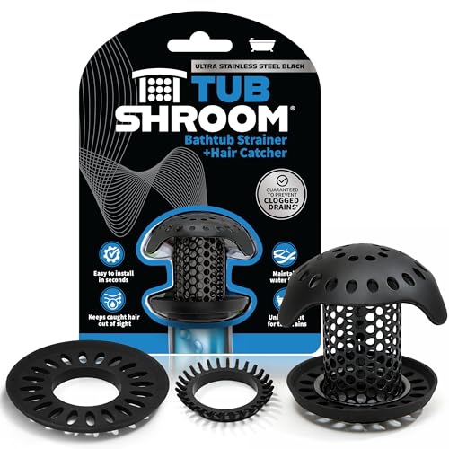 TubShroom Ultra Stainless Steel Drain Protector, Hair Catcher Strainer for Bathroom Tub and Shower, Matte Black, 1-Pack - style: Matte Black
