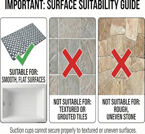 Nonslip Bathtub Mat Extra Soft TPE Bath Mat for Kids, Machine Washable Bathroom Shower Mat (Gray/ 35L x 16W Inch) - color: Gray, size: 35" x 16" (Rectangular)