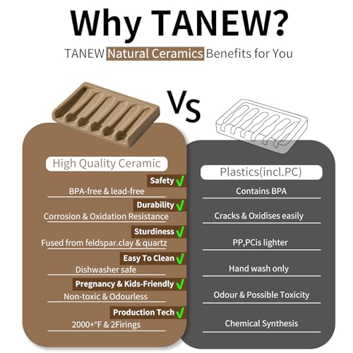 Tanew Self Draining Premium Ceramic Soap Dish, Bar Soap Holder, Waterfall Soap Dish, Shower Soap Holder Sponge Holder Soap Tray Soap Savers for Bathroom, Shower, Kitchen, Sink and Countertop Beige - color: Beige