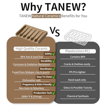 Tanew Self Draining Premium Ceramic Soap Dish, Bar Soap Holder, Waterfall Soap Dish, Shower Soap Holder Sponge Holder Soap Tray Soap Savers for Bathroom, Shower, Kitchen, Sink and Countertop Beige - color: Beige