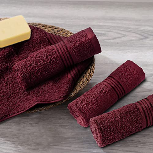Ultra Soft Cotton Washcloths, Contains 12 Piece Face Cloths 12x12 inch, Ideal for Everyday use Face Towels, Compact & Lightweight Multi Purpose Washcloths - Burgundy - color: Burgundy, size: 12 Pack Washcloths