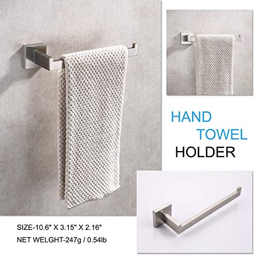 TASTOS Premium Stainless Steel Hand Towel Holder, Square Hand Towel Ring Heavy Duty Wall Mounted Modern Hand Towel Bar for Bathroom Kitchen, Brushed Nickel - color: Brushed Nickel