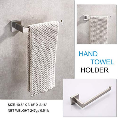 TASTOS Premium Stainless Steel Hand Towel Holder, Square Hand Towel Ring Heavy Duty Wall Mounted Modern Hand Towel Bar for Bathroom Kitchen, Brushed Nickel - color: Brushed Nickel