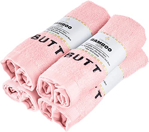 Crafty Cloth Gentle Backside Towel – Premium Bamboo Viscose Bidet Washcloth for Sensitive Skin – Reusable Personal Cleansing Cloth with Hanging Loop – Pink, 12x12 Inch - color: Pink, size: Embroidered 4-Piece Set