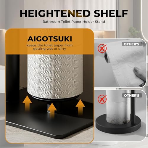 Freestanding Toilet Paper Holder Stand for Bathroom, Matte Black, 4 Rolls | 304 stainless steel bathroom tissue holder keeps 1 roll ready and stores 3 spare rolls with a stable non-slip floor base - size: Style 1