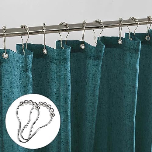 KOUFALL Teal Shower Curtains for Bathroom Set with Hooks,Waterproof Linen Dark Marine Ocean Blue Green Shower Curtain,72x72 Inch - color: Teal, size: 72"W x 72"L (Pack of 1)