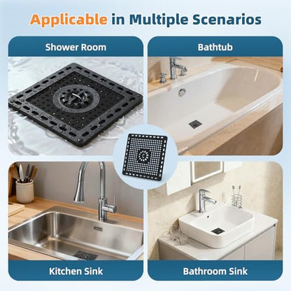 Hibbent Upgraded Shower Drain Hair Catcher, Shower Cover for Bathroom Floor 6" Drain, Anti-Clogging Bathtub Strainer, Stainless Steel Kitchen Sink Strainer with Handle, Matte Black - color: 6' Matte Black