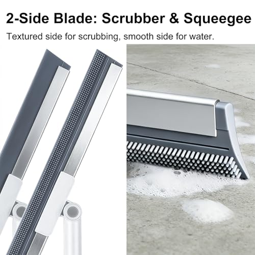 19.7'' Large Floor Squeegee for Concrete Floor with 51''-58'' Telescoping Stainless Steel Handle, Squeegee Broom for Removing Water on Tile, Epoxy, Garage, Driveway, Patio
