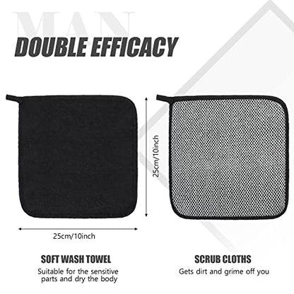 Tudomro 10 Pcs Exfoliating Washcloths Double Sided Man Wash Cloths Body Face Exfoliating Scrub Cloths for Shower Men Women(10 x 10 Inch,Black) - color: Black, size: 10 x 10 Inch