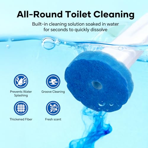2 Pack Disposable Toilet Brush and Holder Set, Wall Mounted Toilte Wand Kit | Disposable Bowl Ceaner Wand and Caddy with 96 Refills for Closestool Cleaning