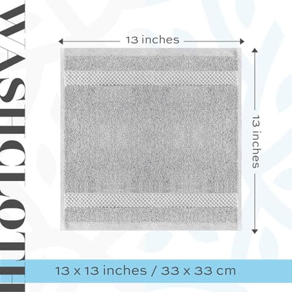 White Classic Luxury Cotton Washcloths 13x13 Inch - 650 GSM Turkish Cotton | Hotel, Spa, Bathroom Face Towel | 12 Pack, Dolphin Gray - color: 06: Dolphin Gray