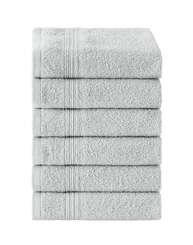 Ozdilek 6-Piece Washcloth Set 13x13 Towels 100% Turkish Cotton, Soft, Absorbent, Gentle on Sensitive Skin, Multi-Purpose Use, Washable, Reusable, Ideal for Baby Care & Spa 6 Towels (Grey) - color: Grey
