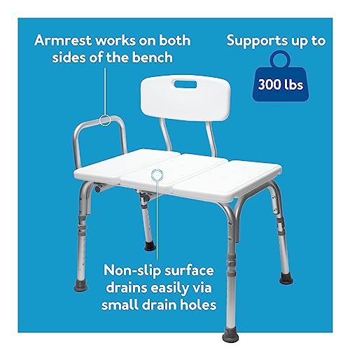 Carex Shower Bench and Shower Chair For Elderly and Disabled with Height Adjustable Legs, Tub Bench Converts to Right or Left Hand Entry, Shower Chair For Bathtub