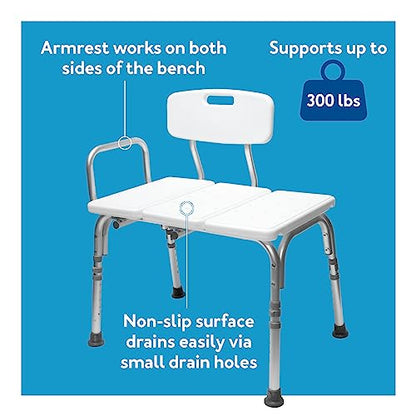 Carex Shower Bench and Shower Chair For Elderly and Disabled with Height Adjustable Legs, Tub Bench Converts to Right or Left Hand Entry, Shower Chair For Bathtub
