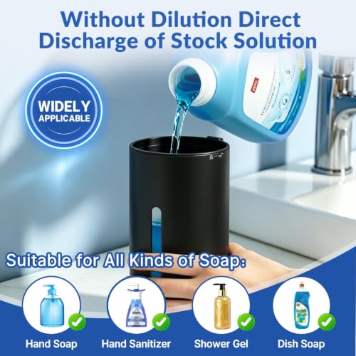 Automatic Liquid Soap Dispenser Touchless,6-Level Adjustable,USB Rechargeable Smart Soap Dispenser,16.9oz/500mL Compatible with Thick Thin Dish/Hand Soap for Bathroom Accessories Kitchen Sink-Black - color: Black