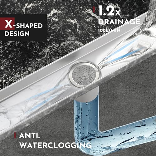 Linear Shower Drain, 28 inch Brushed Nickel | Including Hair Catcher and Removable Grate, 304 Stainless Steel, Easy to Install and Clean (Drain Base Not Included) - color: Brushed Nickel, size: 28 inch