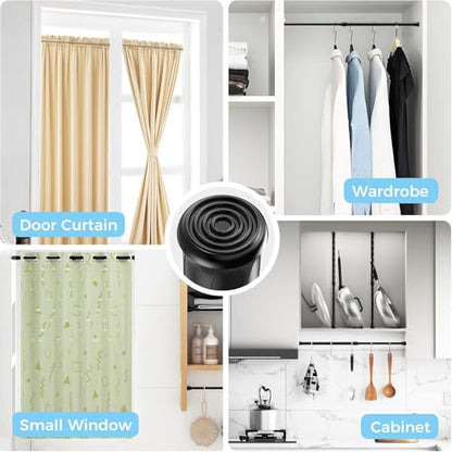 Spring Tension Curtain Rods Short Tension Rod (Black,12" to 19"-4Pcs) - color: Black, size: 12" to 19"-4Pcs