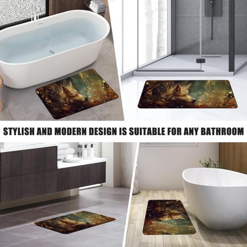 Bathroom Runner Mat Rugs Long,Exotic Dog Wild Animal Art Diatomite Stone Bath Mat Large Absorbent Diatomaceous Earth Mat Non Slip Fast Dry Shower Mat Bathroom Rugs Floor Mat 16x42in - color: Design18