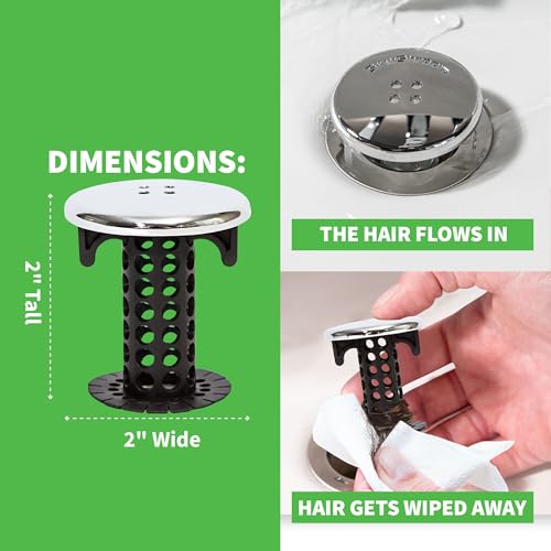 SinkShroom Chrome Edition Revolutionary Bathroom Sink Drain Protector Hair Catcher, Strainer, Snare, Black - color: Black