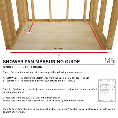 Redi Trench 36 In x 60 In Single Curb Tileable Shower Pan with Left Drain and Linear Brushed Nickel Grate - color: Left Drain, Single Curb, Brushed Nickel