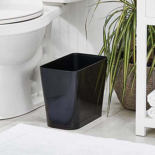 mDesign Plastic Small 3-Gallon Wastebasket, Trashcan Container Bin - for Bathroom, Bedroom, Kitchen, Home Office, Laundry Room - Holds Trash, Garbage, Waste - Black - color: Black