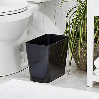 mDesign Plastic Small 3-Gallon Wastebasket, Trashcan Container Bin - for Bathroom, Bedroom, Kitchen, Home Office, Laundry Room - Holds Trash, Garbage, Waste - Black - color: Black