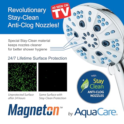 AquaCare Magneton 48-Mode High Pressure Rain & Handheld Shower Head Combo | Space-age Magnetic Guidance Docking, Dual 6-mode Heads with Hygienic Jets, Extra-long 6 ft. Stainless Steel Hose / Chrome - color: Chrome