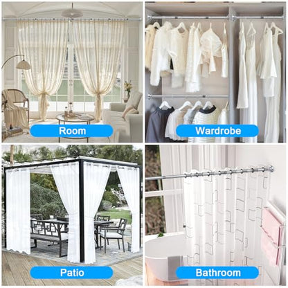 TEECK Shower Curtain Rod, 32-43 inch Adjustable Spring Tension Curtain Rod, Never Rust Anti-Slip Shower Curtain Rod for Bathroom, No Drilling, Never Collapse, Easy to Use, Silver - color: Silver, size: 32-43 Inches