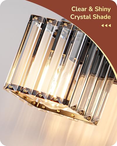 EDISHINE Modern 20.47'' 3-Light Black Crystal Bathroom Vanity Light Fixture | E26 Socket, Durable Metal Base, Wall Sconce for Powder Room, Bedroom, Dressing Areas - color: Black