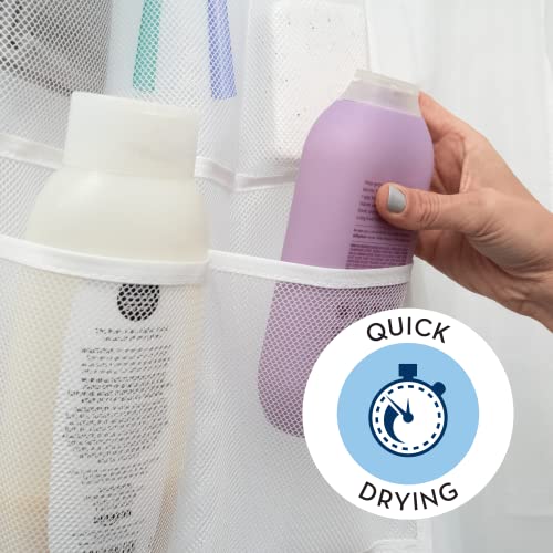 S&T INC. Shower Organizer and Caddy, 2 Pack, 14" x 30", White | Quick-Dry Mesh, 7 Pockets, Shower Caddy and Bathroom Organizer, Hangs on Existing Shower Curtain Hooks, Cruise Essential - color: Clear