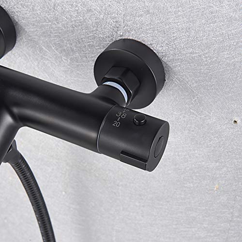 Thermostatic Bathtub Faucet with Handheld Shower Brass Black Shower System Wall Mounted Bathtub Mixer Taps for Bathroom