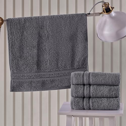 Hawmam Linen Cool Grey Hand Towels 4-Pack - 16x29 Turkish Cotton Premium Quality Soft - Small Towels for Bathroom - color: Cool Grey, size: 16 in x 29 in Hand Towel 4 Pack