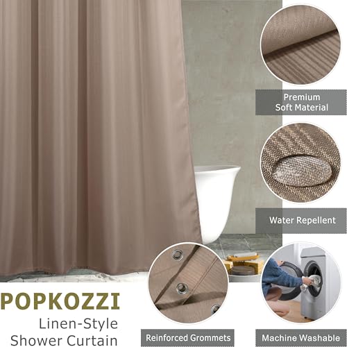 Taupe Shower Curtain for Bathroom: Water Repellent Quick Dry - 78"Lx72"W | Striped Textured Linen Style Polyester Fabric Bath Curtain, Solid Simple Elegant Lightweight, Machine Washable, Semi-Sheer - color: Tan, size: 72"W x 78"L (Pack of 1)