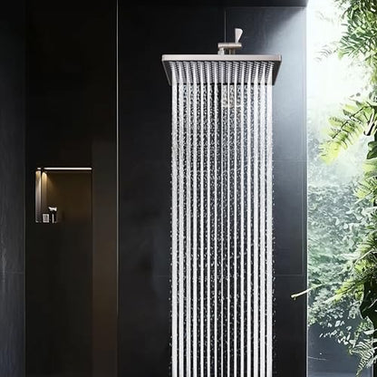 Cobbe Rainfall Shower Head for Bathroom, 11.8 Inch Large Rectangular with Adjustable Stainless Steel 11 Inch Extension Arm - Premium Quality Luxury Experience, No Tools Installation, Brushed Nickel - color: Brushed Nickel