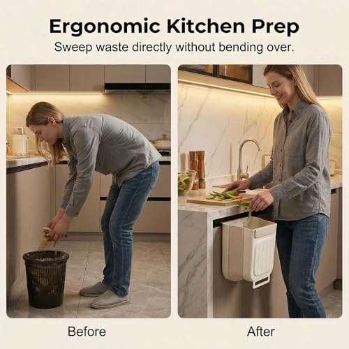 Foldable Hanging Trash Can, 6/11 L Kitchen Compost Bin for Under Sink, Plastic Wall-Mounted Garbage Can for Household, Office and Outdoors (Medium-6L) - color: Medium-6L