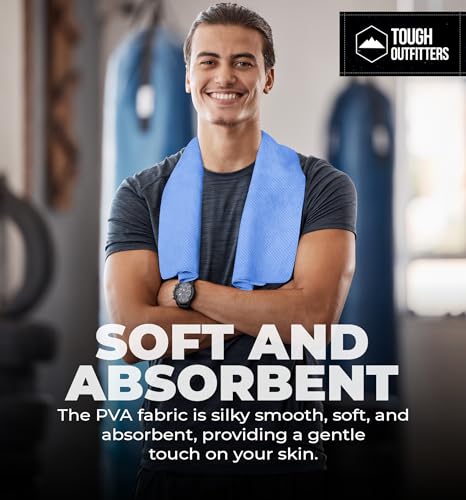 Tough Outfitters Quick Dry Towel - Travel Towel Fast Drying Lightweight - Compact Microfiber Towels for Body Camping Swim Beach Camp Backpacking - Quick Dry for Swimmers - color: Large - 26" X 17" - Blue