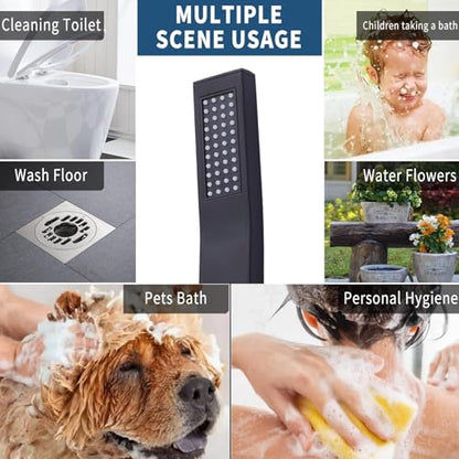 Rainfall Shower Head with Handheld Combo High Pressure, Dual Shower Head 8 Inch Square with Long Hose, Rain Showerhead with Handheld Sprayer(black)
