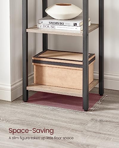 VASAGLE 6-Tier Bookshelf, Bookcase with Steel Frame, Book Shelf for Living Room, Home Office, Study, 11.8 x 15.7 x 73.2 Inches, Industrial Style, Heather Greige and Ink Black ULLS101B02 - color: Heather Greige + Ink Black, size: 6 Tiers (11.8"D x 15.7"W x
