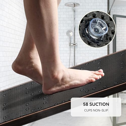Bathtub Mat Non Slip, Soft Foam Bath Mat for Tub, Bathtub Mat with Drain Holes, Suction Cups Shower Mat (Black, 36''X17'') - color: Black