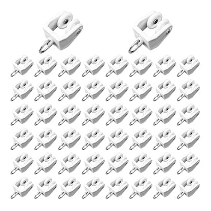 50PCS White Curtain Track Rollers, Plastic Ceiling Rail Gliders for Window Shower Bendable Flexible Track System - color: White